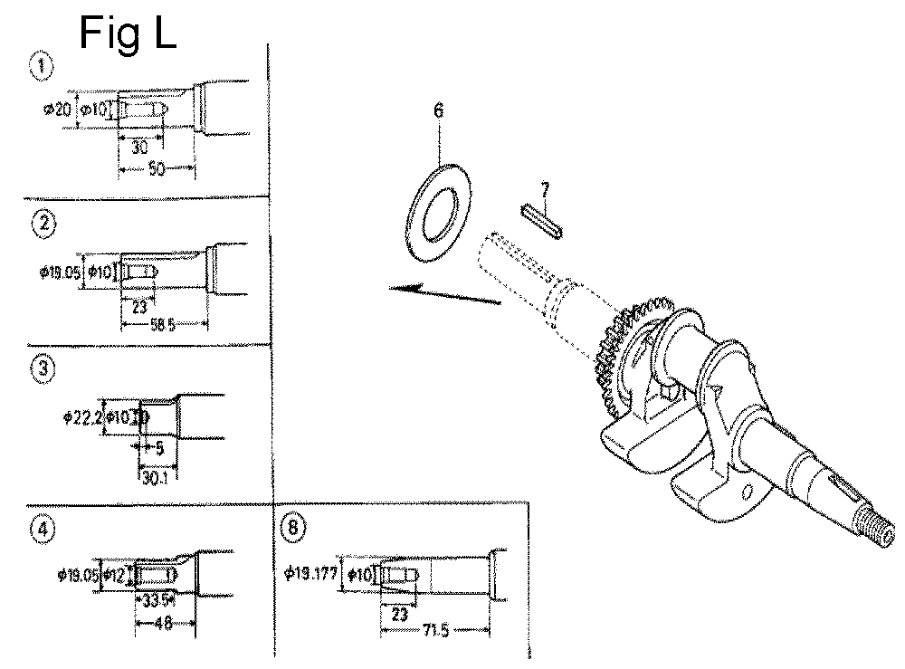 Fig-12 Diagram and Parts List for GC190A Type QHE5 Honda Engine