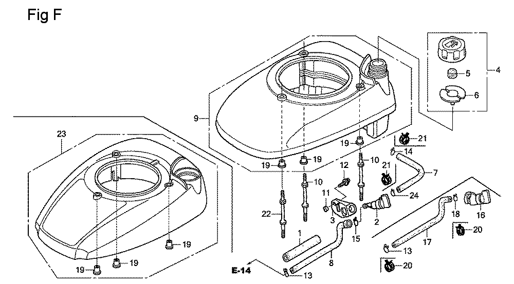 Fig-6 Diagram and Parts List for GSV190A Type BHH Honda Engine
