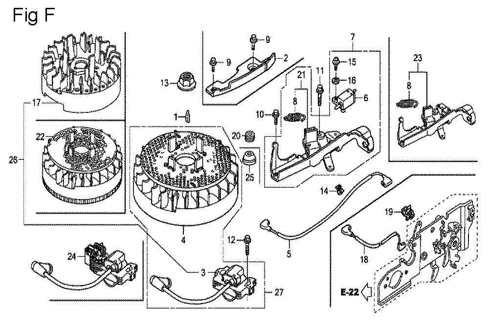 Fig-6 Diagram and Parts List for GCV160 Type A2A Honda Engine