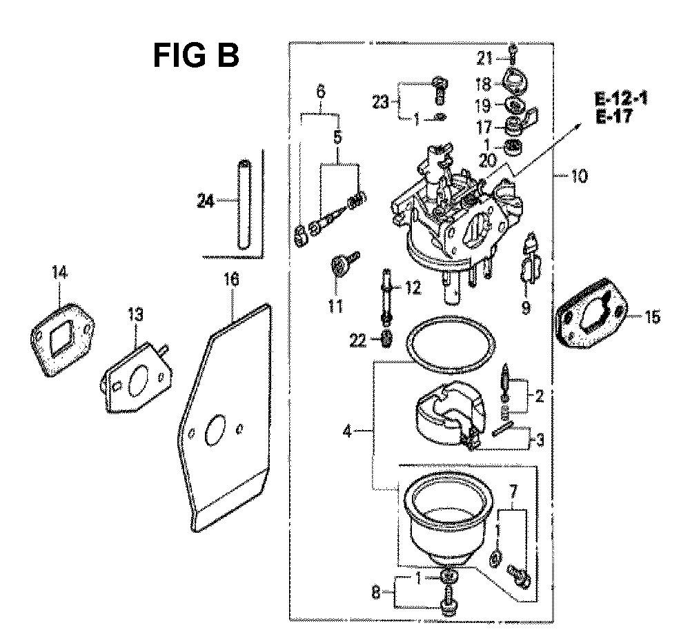 Fig-6 Diagram and Parts List for GXV160K1 Type A1S Honda Engine