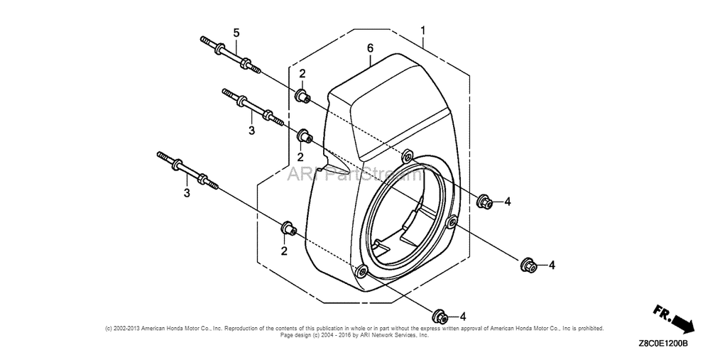 Fan Cover Diagram and Parts List for GC190LA (typeMHA2)(GCAAA-1496157) Honda Engine