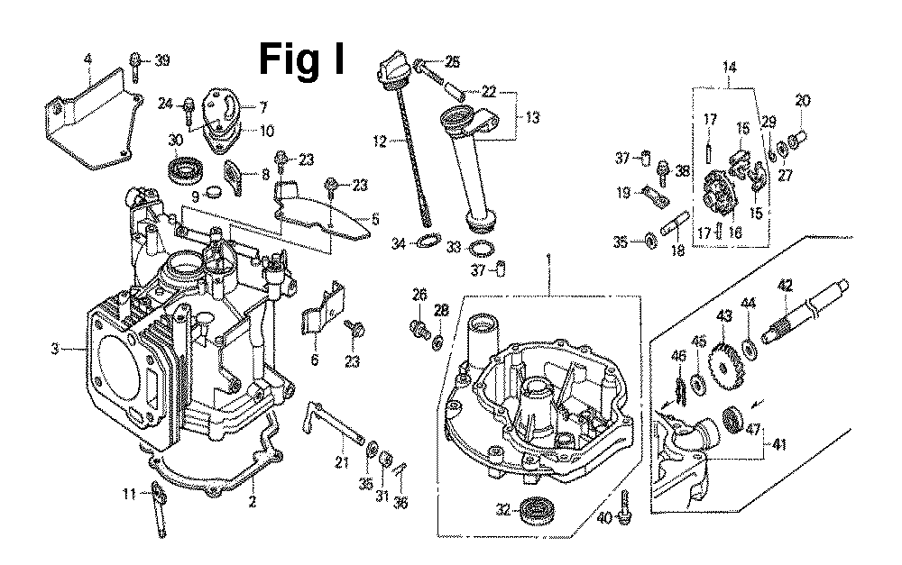 Fig-10 Diagram and Parts List for GXV140 Type N1Y Honda Engine