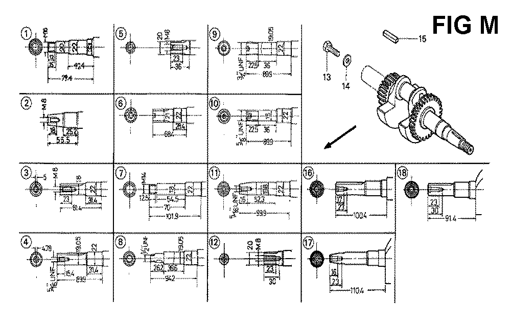Fig-13 Diagram and Parts List for GX120K1 Type QA26 Honda Engine