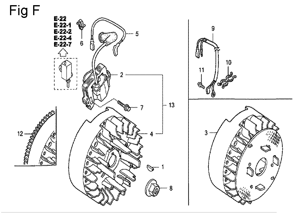 Fig-6 Diagram and Parts List for GC135 Type WME1 Honda Engine