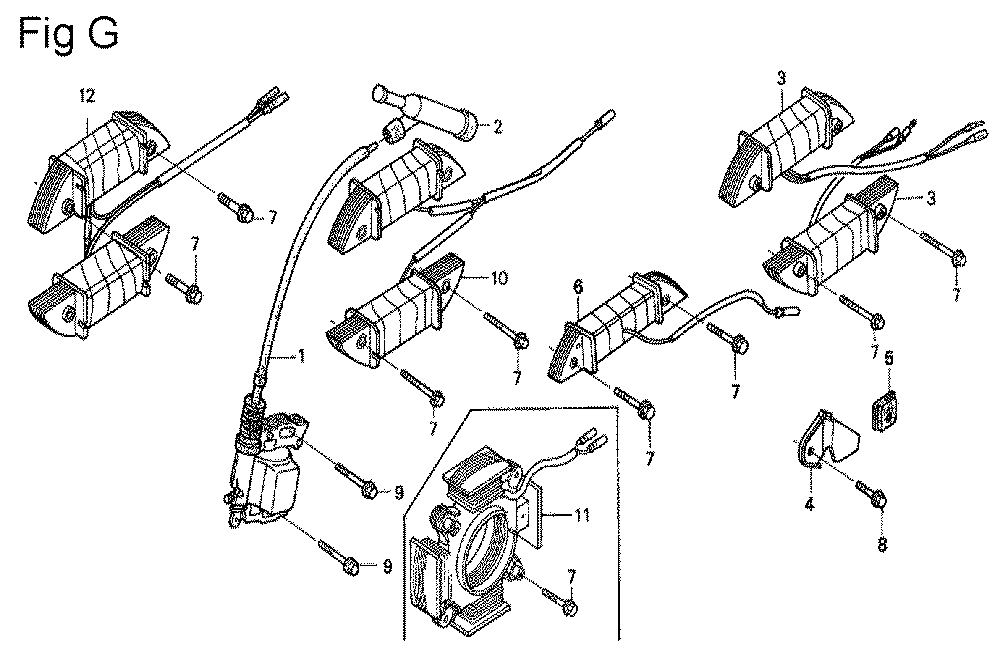 Fig-9 Diagram and Parts List for GX200 Type VX4P Honda Engine