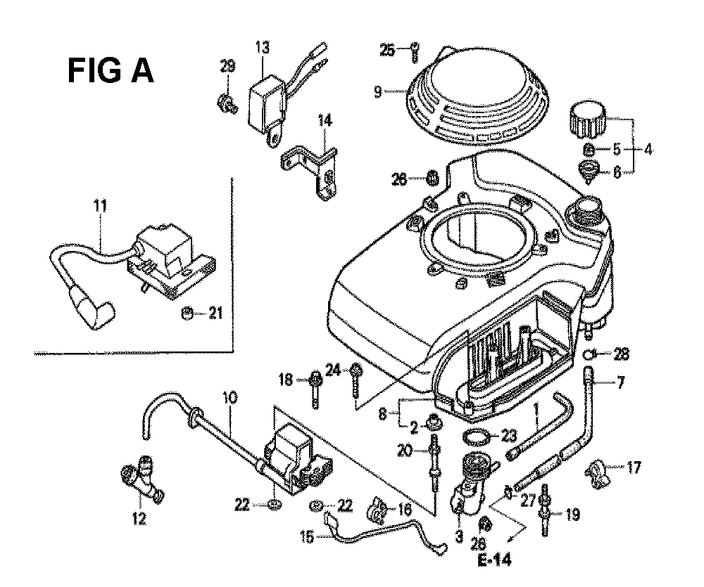 Fig-7 Diagram and Parts List for GXV160K1 Type N1E Honda Engine