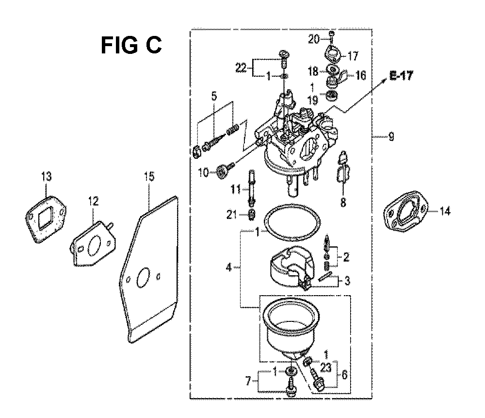 Fig-10 Diagram and Parts List for GXV160H2 Type N1F Honda Engine