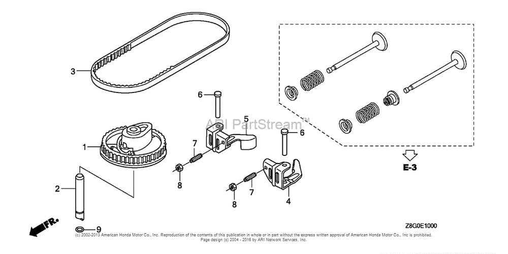 Camshaft Pulley Diagram and Parts List for GCV160LE (typeA2A9)(GJAAE-2075803) Honda Engine