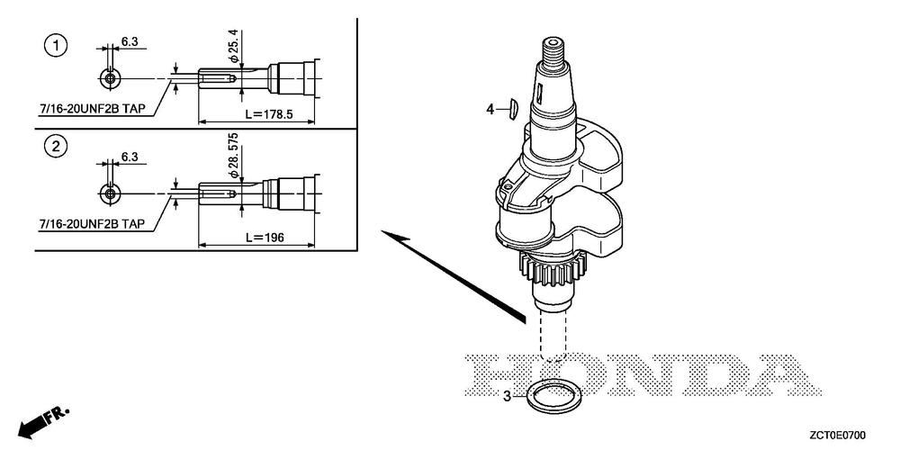 Crankshaft Diagram and Parts List for GXV690RHX (Type TAF3)(GJAEH-2000001-9999999) Honda Engine