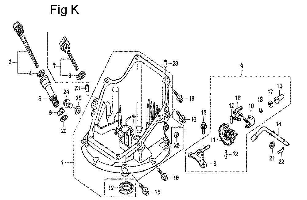 Fig-11 Diagram and Parts List for GCV160A Type E1G7 Honda Engine