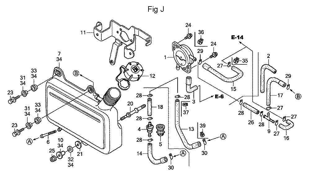 Fig-10 Diagram and Parts List for GC160LA Type DHAF Honda Engine