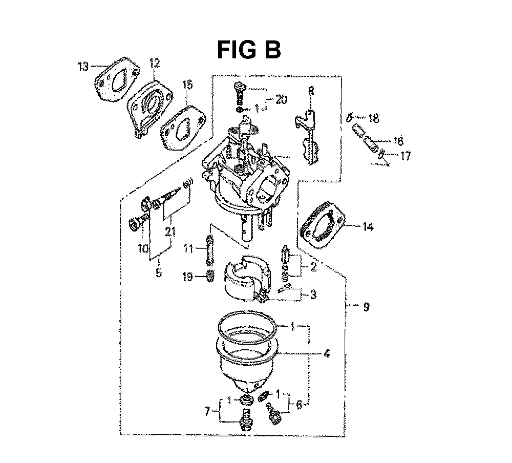 Fig-3 Diagram and Parts List for GXV140 Type N1U Honda Engine