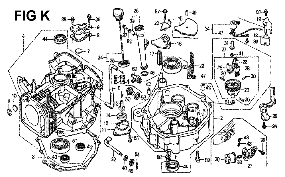 Fig-14 Diagram and Parts List for GXV340K2 Type DA Honda Engine