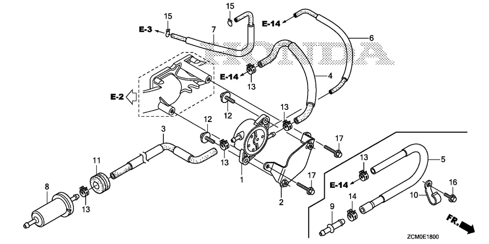 Fuel Pump Diagram and Parts List for GX690RH (Type TXFC)(GCAPH-2000001-9999999) Honda Engine