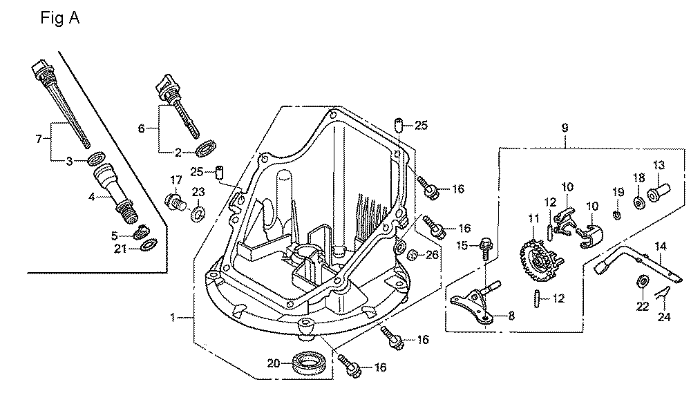 Fig-1 Diagram and Parts List for GSV190A Type A1A Honda Engine