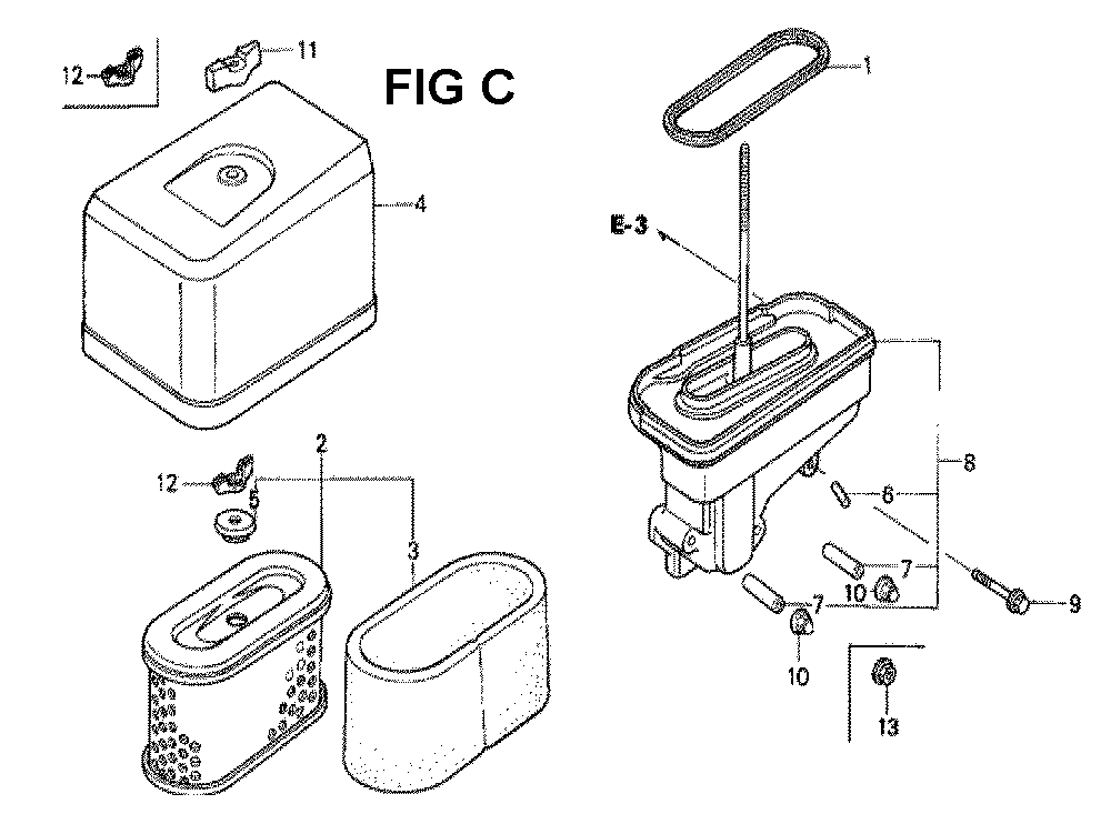 Fig-2 Diagram and Parts List for GXV340K1 Type DA4 Honda Engine