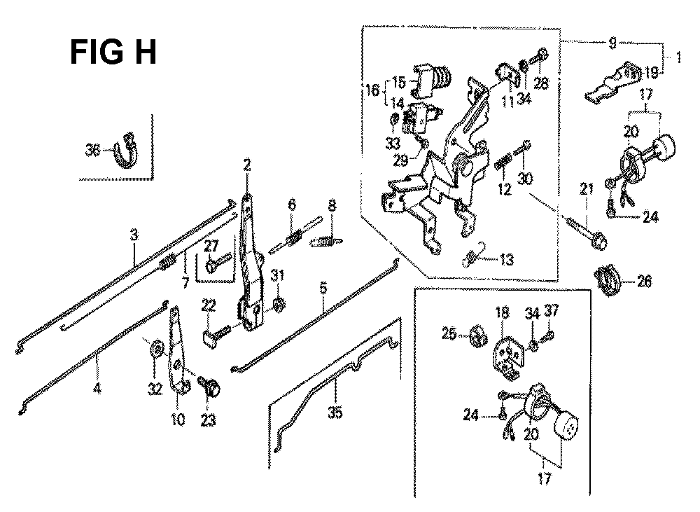 Fig-1 Diagram and Parts List for GXV340 Type DN2 Honda Engine