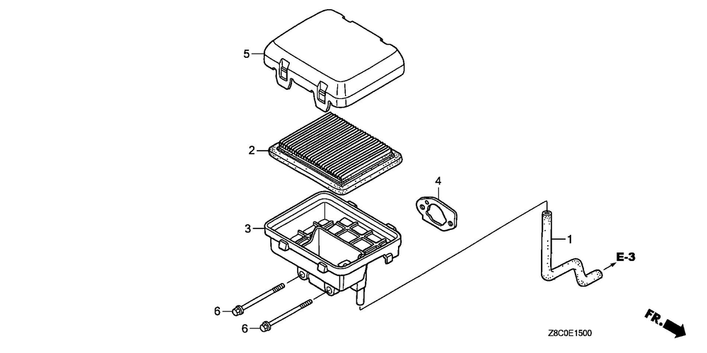 Air Cleaner Diagram and Parts List for GC190LAX (Type QHGF)(GCAAA-3723287-9999999) Honda Engine