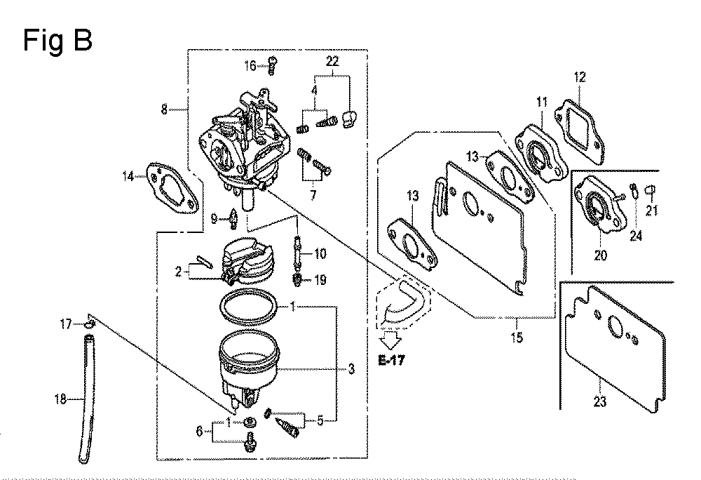 Fig-2 Diagram and Parts List for GC135 Type WHE Honda Engine