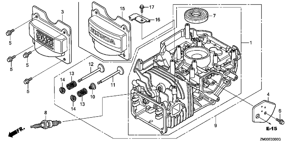 Cylinder Barrel Diagram and Parts List for GCV160LA0 (Type  G5AF)(GCAD-1000001 - 9999999) Honda Engine