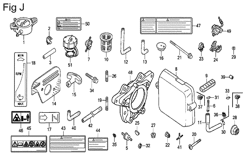 Fig-10 Diagram and Parts List for GX100U Type QE Honda Engine