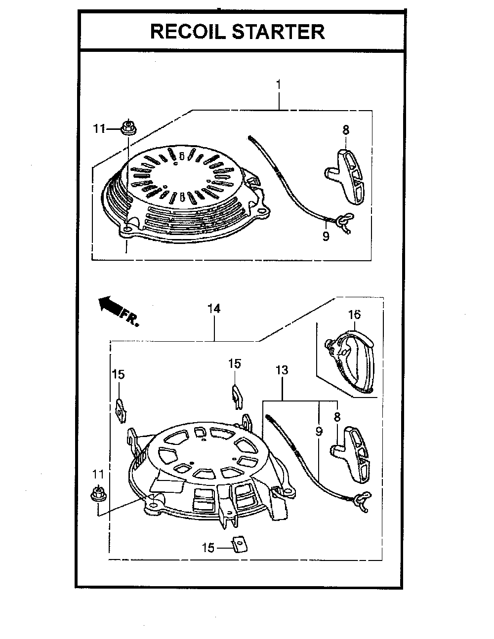 Recoil starter Diagram and Parts List for GCV160-LAOS3A  Honda Engine