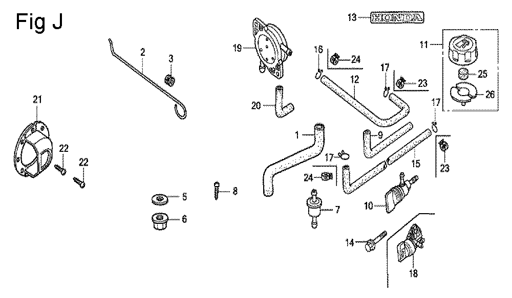 Fig-10 Diagram and Parts List for GC160A Type SHE1 Honda Engine