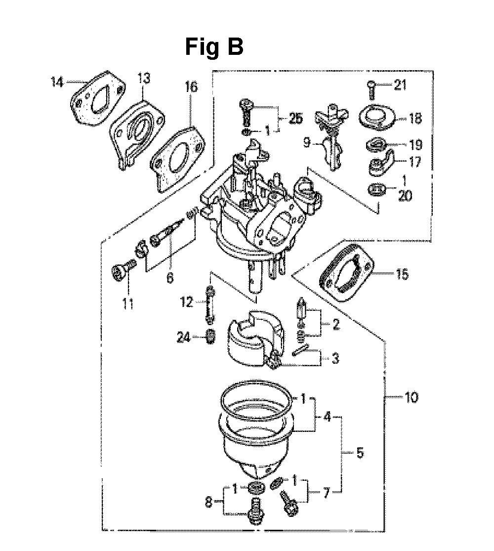 Fig-1 Diagram and Parts List for GXV140 Type N2 Honda Engine