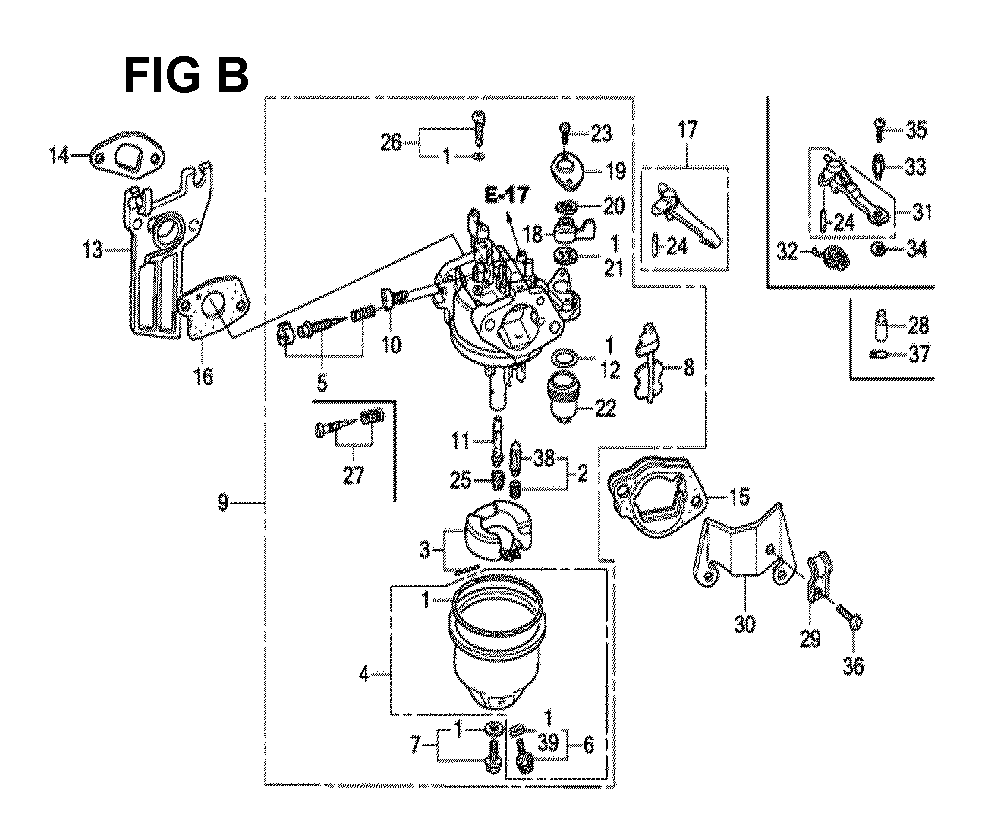 Fig-11 Diagram and Parts List for GX160H1 Type QXBRA Honda Engine