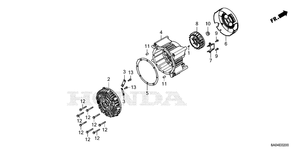 Motor Housing Diagram and Parts List for GXE20H (Type S3)(GMABK-1000001-9999999) Honda Engine