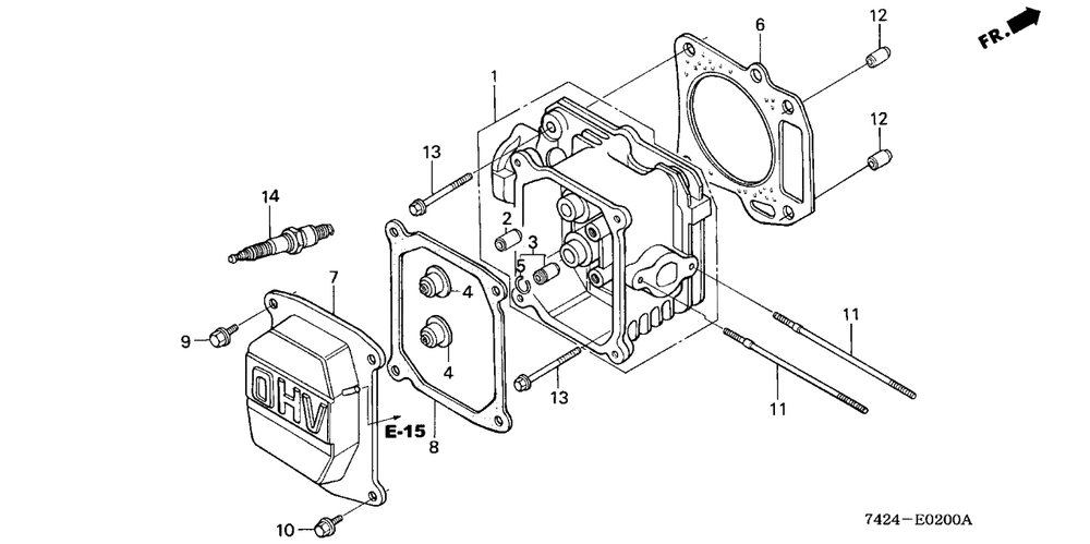 Cylinder Head Diagram and Parts List for HP400K3 (Type  BA/C)(NAA-2800448 - 9999999) Honda Lawn Tractor Accessories
