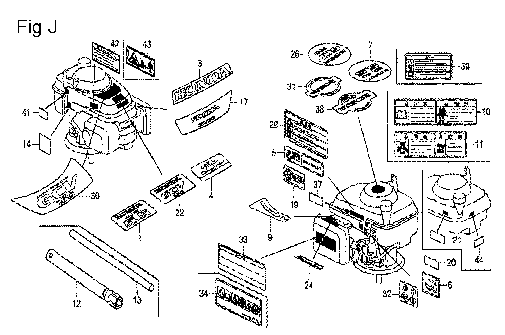 Fig-10 Diagram and Parts List for GCV160A Type R3A Honda Engine