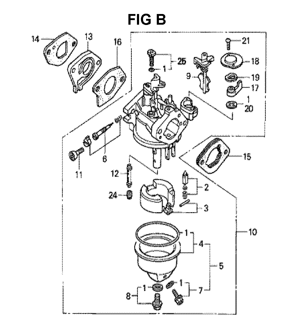 Fig-6 Diagram and Parts List for GXV140 Type N1KC Honda Engine