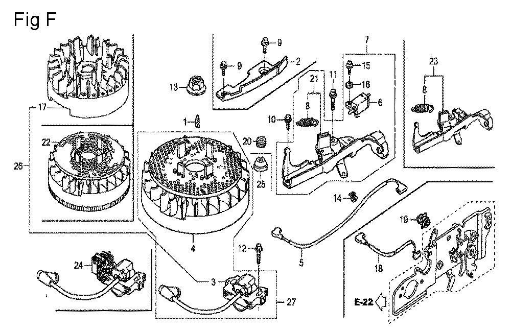 Fig-6 Diagram and Parts List for GCV160A Type N7A1 Honda Engine