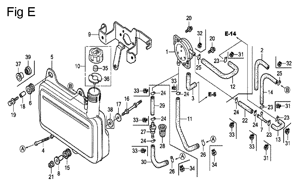 Fig-5 Diagram and Parts List for GC135 Type QHEP Honda Engine