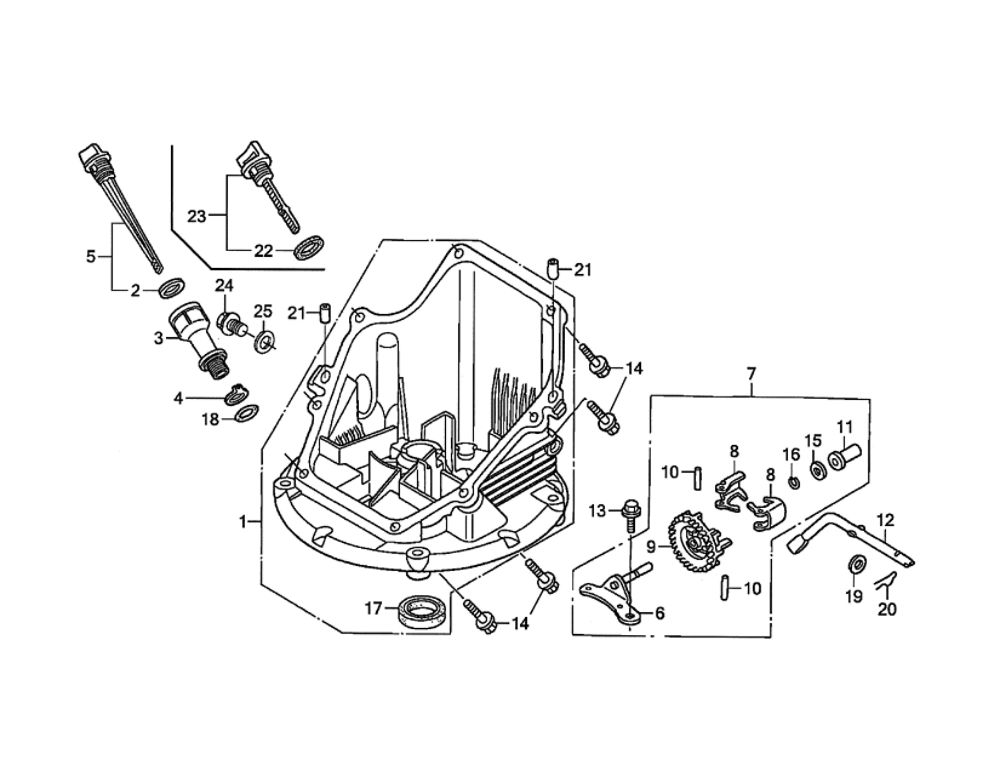Oil Pan Diagram and Parts List for GCV190-LABHH-ED  Honda Engine