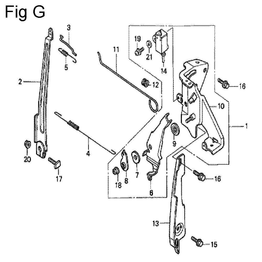 Fig-7 Diagram and Parts List for GS190A Type MBA2 Honda Engine