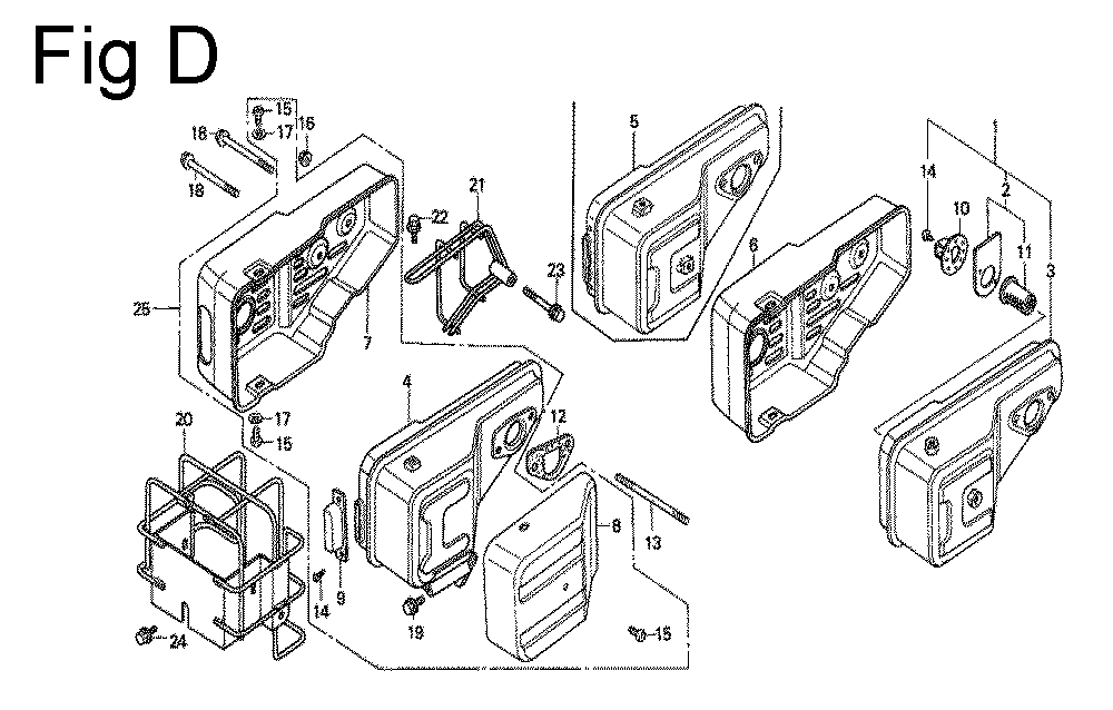 Fig-4 Diagram and Parts List for G100 Type S2X Honda Engine