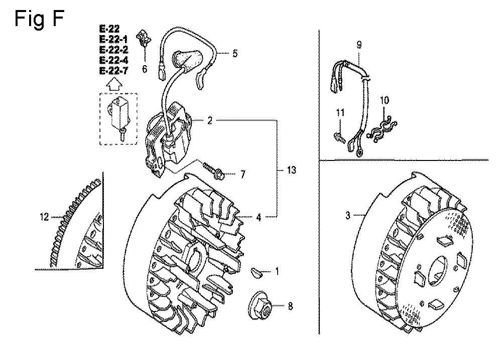 Fig-6 Diagram and Parts List for GC160 Type QHC1 Honda Engine