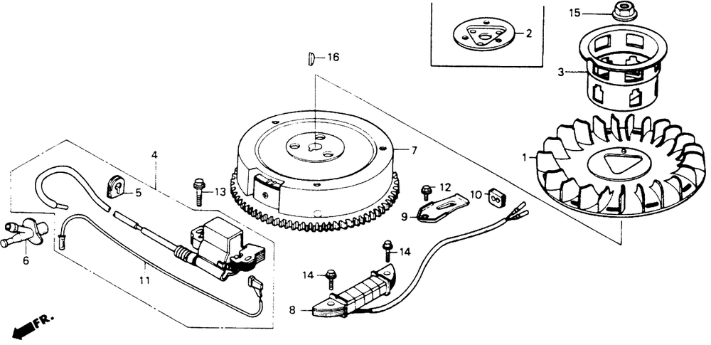 Flywheel Diagram and Parts List for HT-R3009K1 (Type  SA)(MA1T-5100001 - 9999999) Honda Lawn Mower