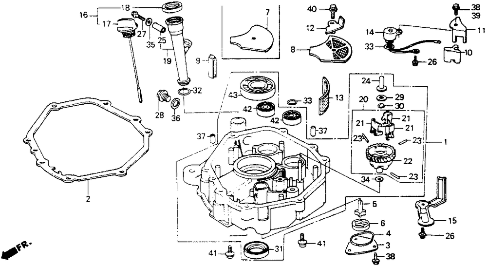 Oil Pan Diagram and Parts List for HT-R3811 (Type  SA)(MABT-5000001 - 9999999) Honda Lawn Mower