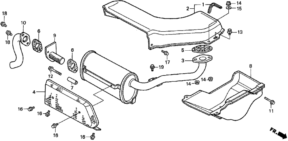 Muffler Diagram and Parts List for H3011 (Type  SA)(MZAJ-5000001 - 6000000) Honda Lawn Mower