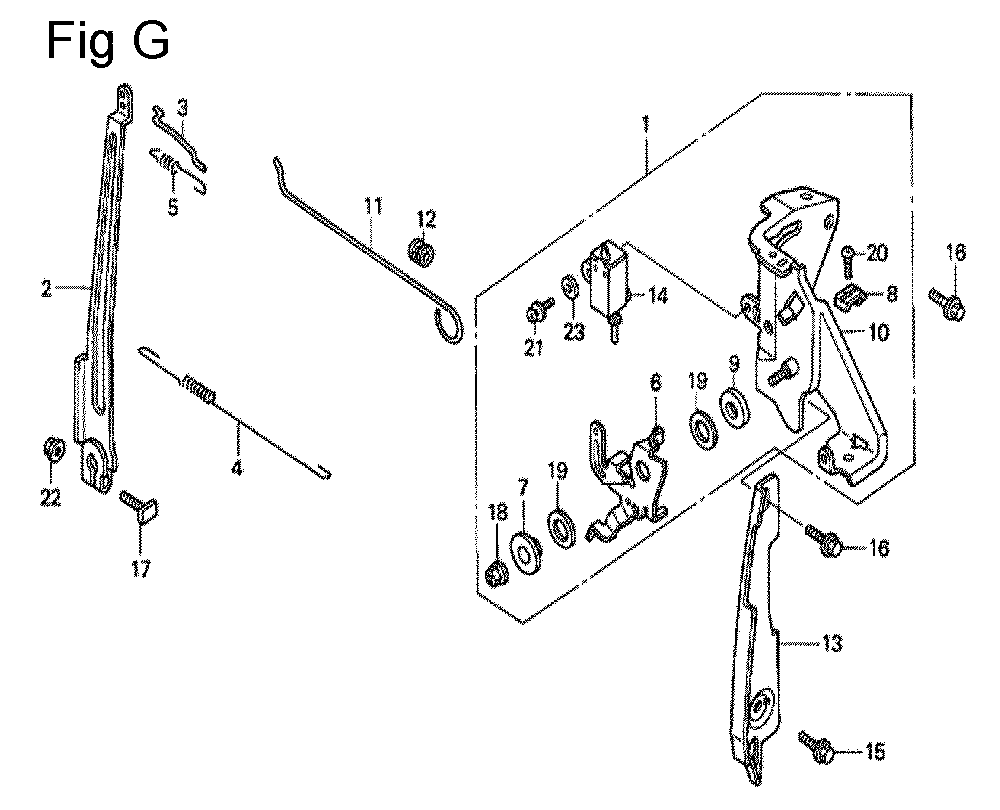 Fig-7 Diagram and Parts List for GC160 Type QHU1 Honda Engine