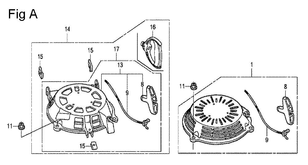 Fig-1 Diagram and Parts List for GCV160A Type A3A Honda Engine