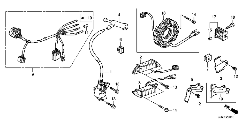 Ignition Coil (2) Diagram and Parts List for GX270UT2 (Type  QZXR/A)(GCBGT-2000001 - 2258490) Honda Engine