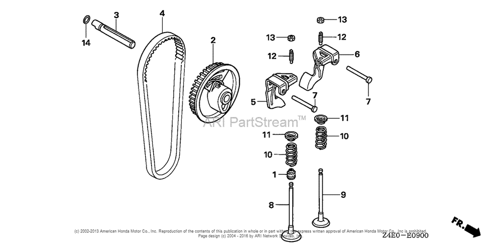 Camshaft Pulley Diagram and Parts List for GX100U (typeKRB5)(GCAGK-1000001) Honda Engine