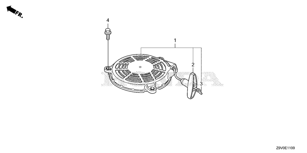 Recoil Starter (1) Diagram and Parts List for GCV170LA (Type S3B)(GJAUA-1000001-9999999) Honda Engine