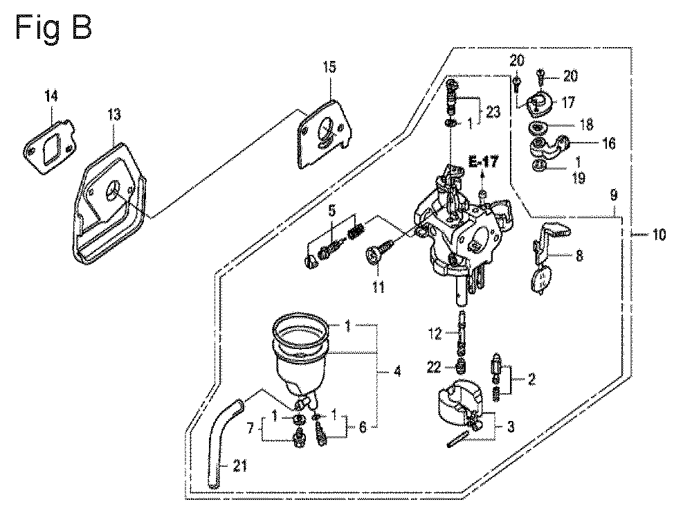 Fig-2 Diagram and Parts List for GX100U Type VEG Honda Engine