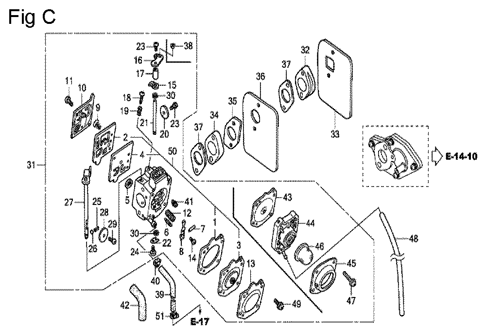 Fig-3 Diagram and Parts List for GX100U Type KRW2 Honda Engine