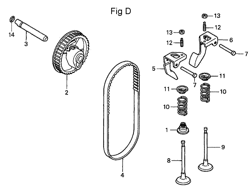 Fig-4 Diagram and Parts List for GC190A Type QEA2 Honda Engine